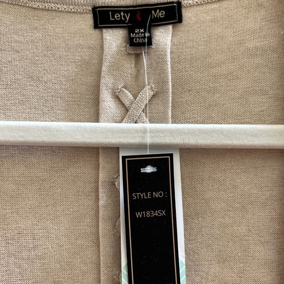 Lety & Me Aubree Back Detail Cardigan - Beige - Size 2X NWT - Picture 4 of 10